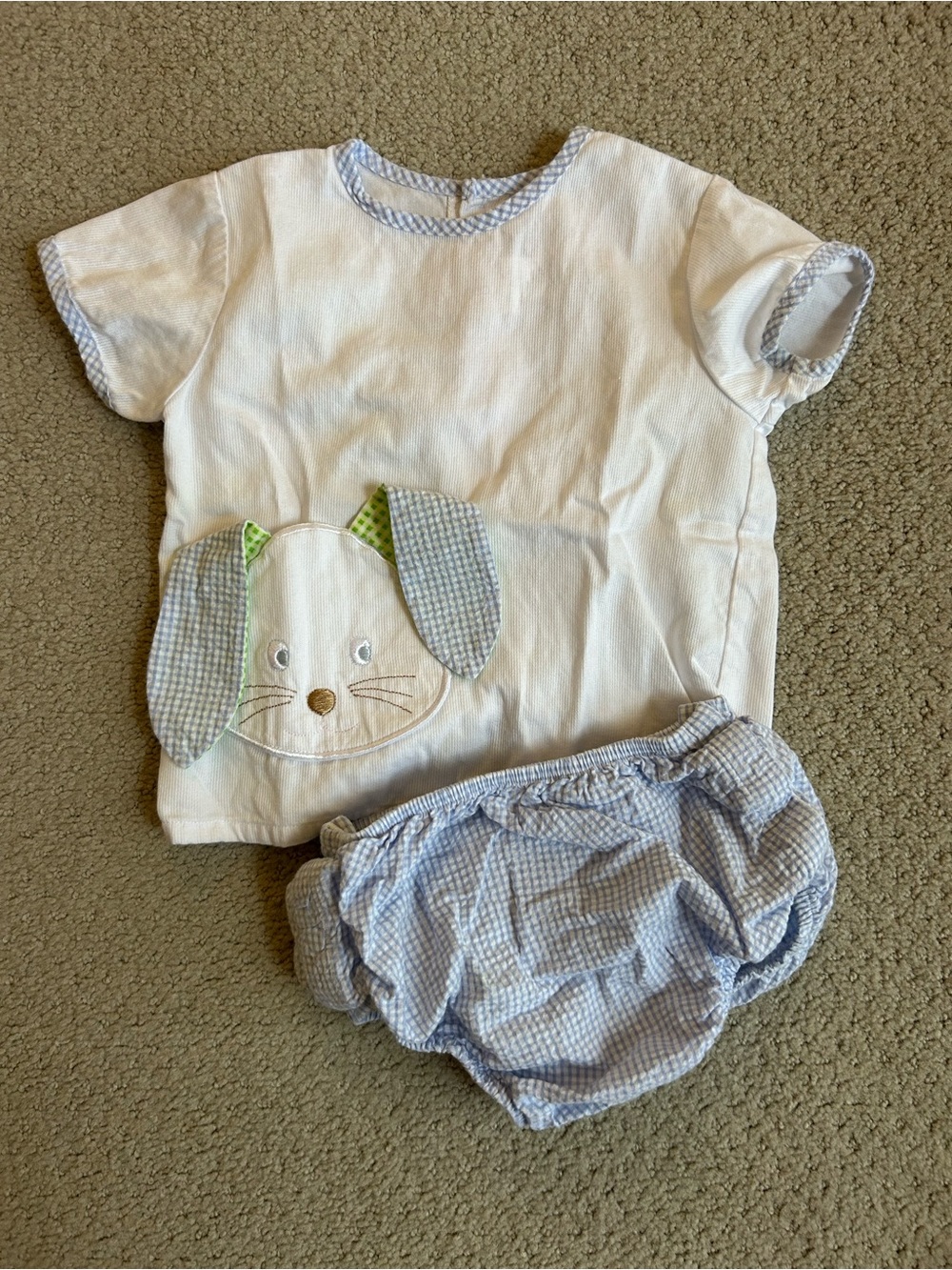 Lullaby Set White & Light Blue Baby Bunny Diaper Set